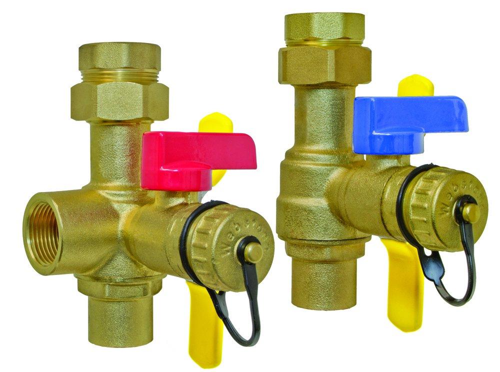 Webstone a brand of NIBCO IPS Union x Sweat Tankless Water Heater Service Valve Kit with Pressure Relief Valve 