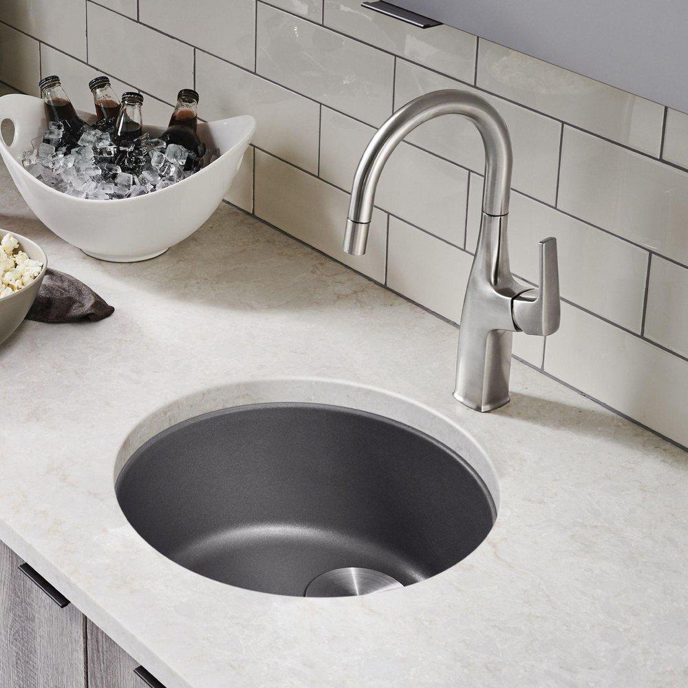 BLANCO Cinder 17-11/16 x 17-11/16 in. Drop-in and Undermount Granite Bar Sink 