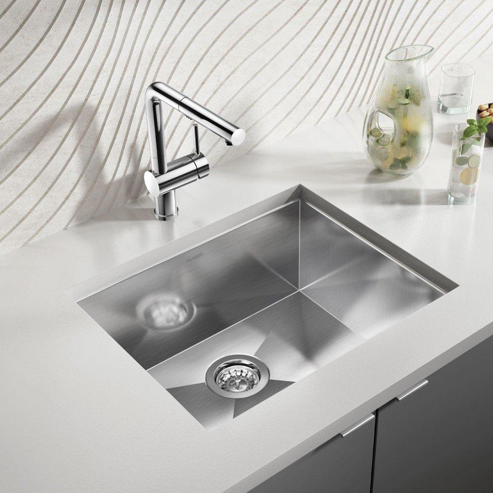 BLANCO Satin 22 x 18 in. No Hole Stainless Steel Single Bowl Undermount Kitchen Sink 