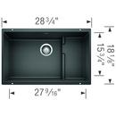 BLANCO Anthracite 28-3/4 x 18-1/8 in. No Hole Composite Double Bowl Undermount Kitchen Sink 