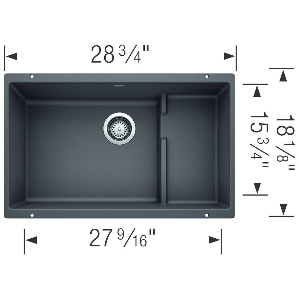 BLANCO Cinder 28-3/4 x 18-1/8 in. No Hole Composite Double Bowl Undermount Kitchen Sink 