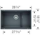 BLANCO Cinder 28-3/4 x 18-1/8 in. No Hole Composite Double Bowl Undermount Kitchen Sink 