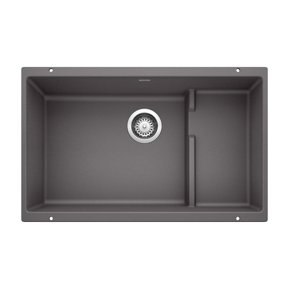 BLANCO Cinder 28-3/4 x 18-1/8 in. No Hole Composite Double Bowl Undermount Kitchen Sink 
