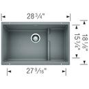 BLANCO Metallic Grey 28-3/4 x 18-1/8 in. No Hole Composite Double Bowl Undermount Kitchen Sink 