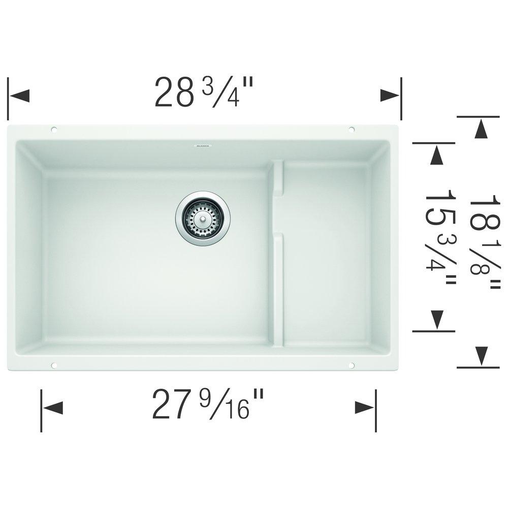 BLANCO White 28-3/4 x 18-1/8 in. No Hole Composite Double Bowl Undermount Kitchen Sink 