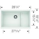 BLANCO White 28-3/4 x 18-1/8 in. No Hole Composite Double Bowl Undermount Kitchen Sink 