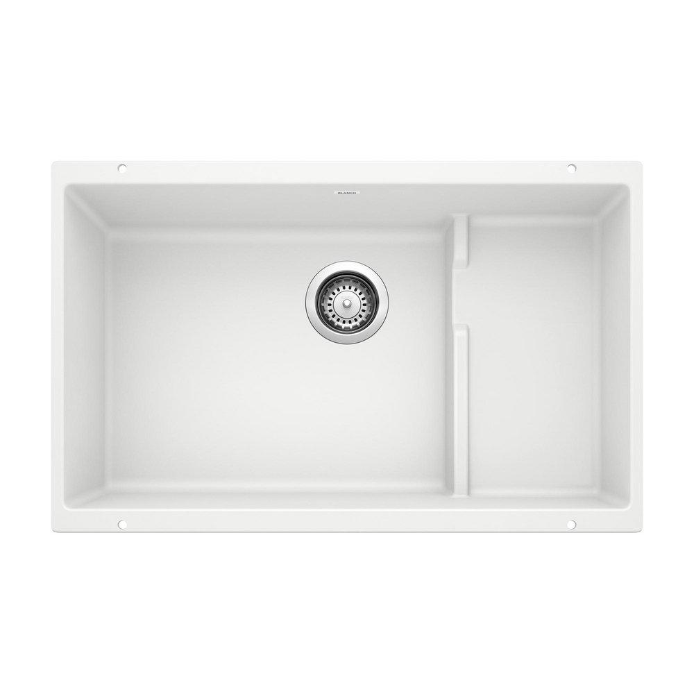 BLANCO White 28-3/4 x 18-1/8 in. No Hole Composite Double Bowl Undermount Kitchen Sink 