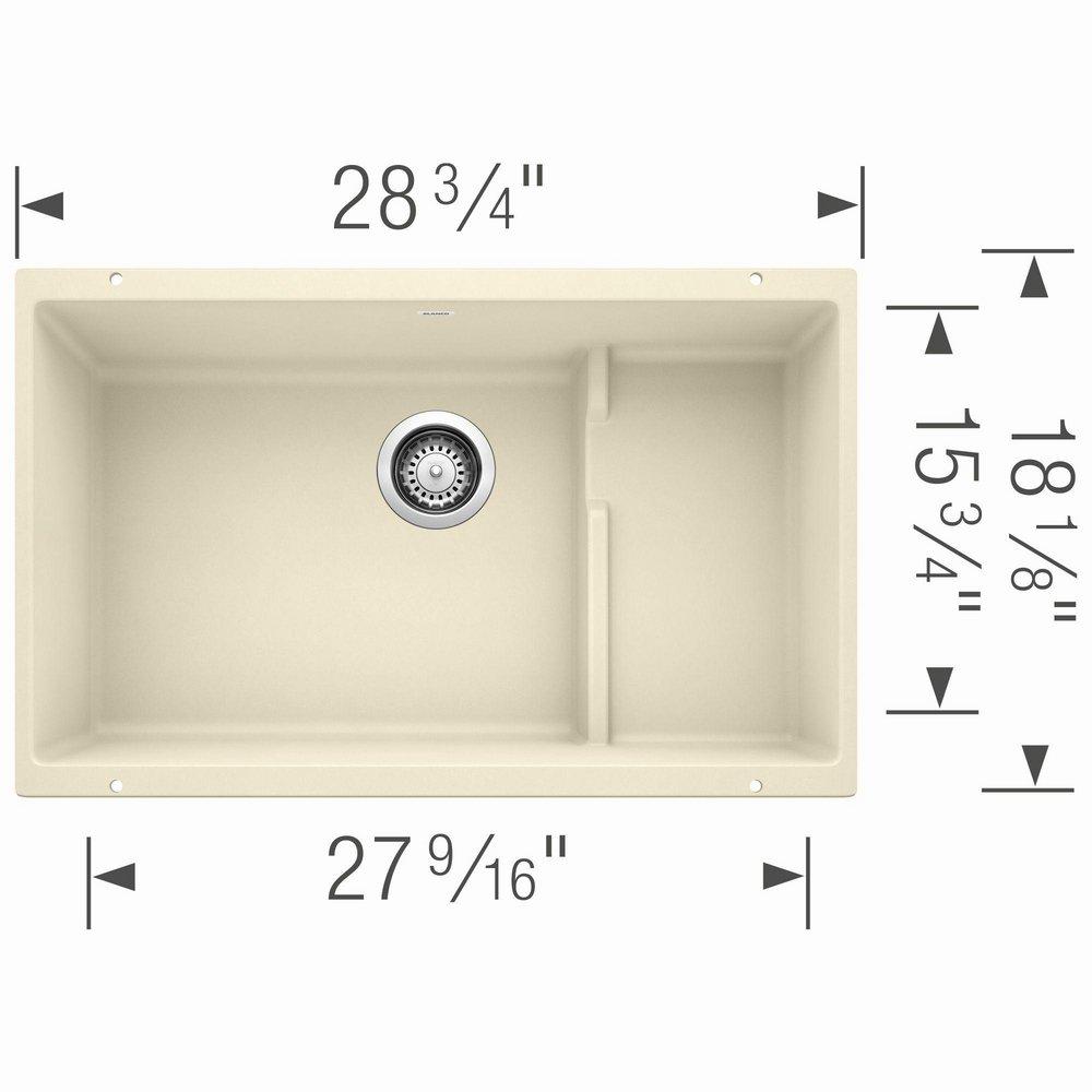 BLANCO Biscuit 28-3/4 x 18-1/8 in. No Hole Composite Double Bowl Undermount Kitchen Sink 