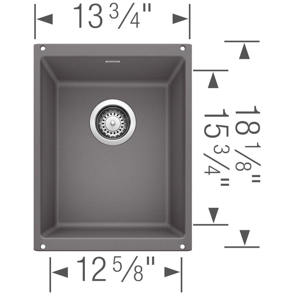 BLANCO Cinder 13-39/50 x 18-11/100 in. No Hole Composite Single Bowl Undermount Kitchen Sink 