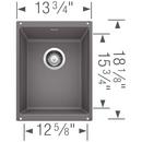 BLANCO Cinder 13-39/50 x 18-11/100 in. No Hole Composite Single Bowl Undermount Kitchen Sink 