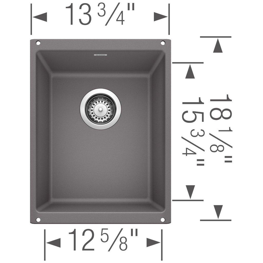 BLANCO Cinder 13-39/50 x 18-11/100 in. No Hole Composite Single Bowl Undermount Kitchen Sink 