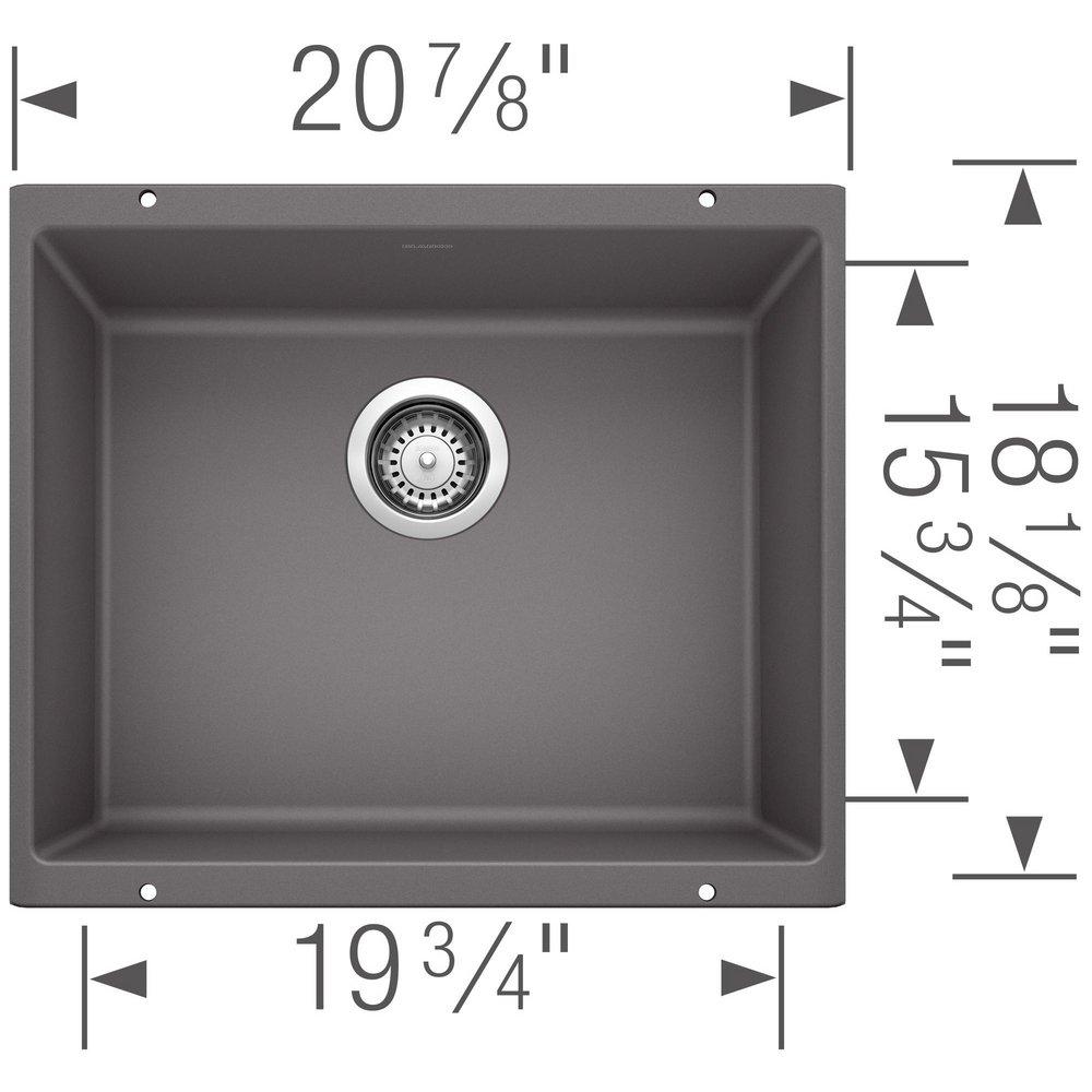 BLANCO Cinder 20-87/100 x 18-11/100 in. No Hole Composite Single Bowl Undermount Kitchen Sink 