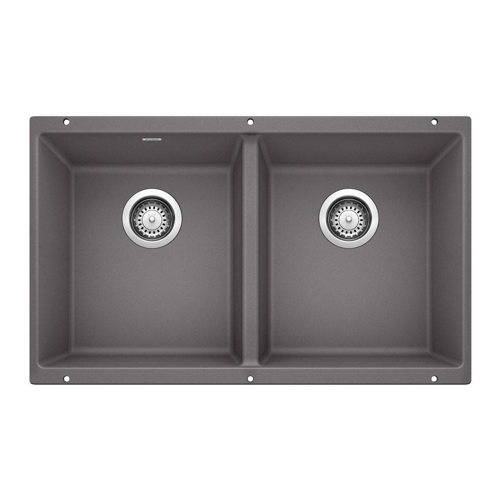 BLANCO Cinder 29-3/4 x 18-1/8 in. No Hole Composite Double Bowl Undermount Kitchen Sink 