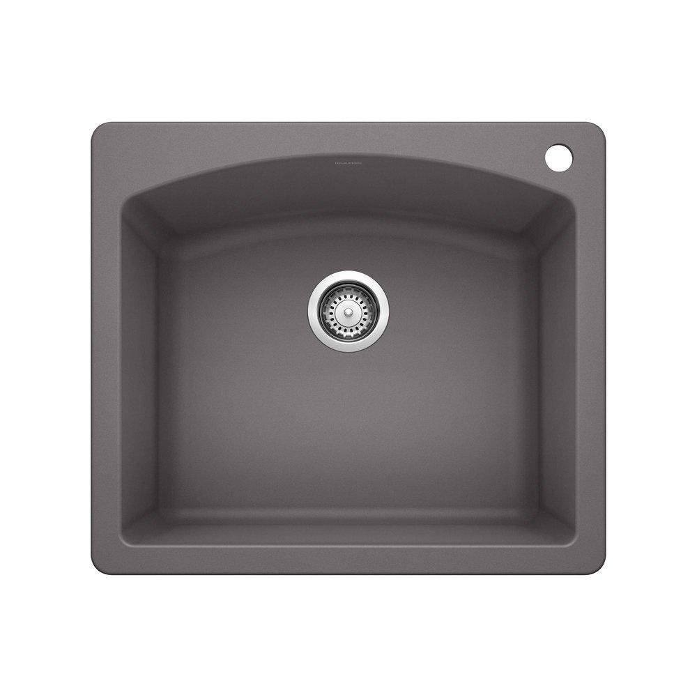 BLANCO Cinder 25 x 22 in. 1 Hole Composite Single Bowl Dual Mount Kitchen Sink 