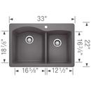 BLANCO Cinder 33 x 22 in. 1 Hole Composite Double Bowl Dual Mount Kitchen Sink 