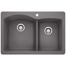 BLANCO Cinder 33 x 22 in. 1 Hole Composite Double Bowl Dual Mount Kitchen Sink 