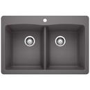 BLANCO Cinder 33 x 22 in. 1 Hole Composite Double Bowl Dual Mount Kitchen Sink 