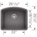 BLANCO Cinder 24 x 20-13/16 in. No Hole Composite Single Bowl Undermount Kitchen Sink 