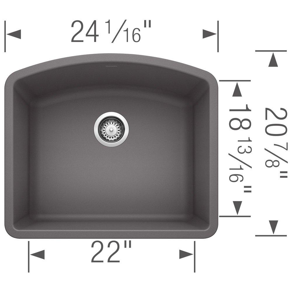 BLANCO Cinder 24 x 20-13/16 in. No Hole Composite Single Bowl Undermount Kitchen Sink 