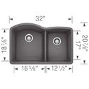 BLANCO Cinder 32 x 20-27/32 in. No Hole Composite Double Bowl Undermount Kitchen Sink 