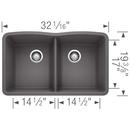 BLANCO Cinder 32 x 19-1/4 in. No Hole Composite Double Bowl Undermount Kitchen Sink 