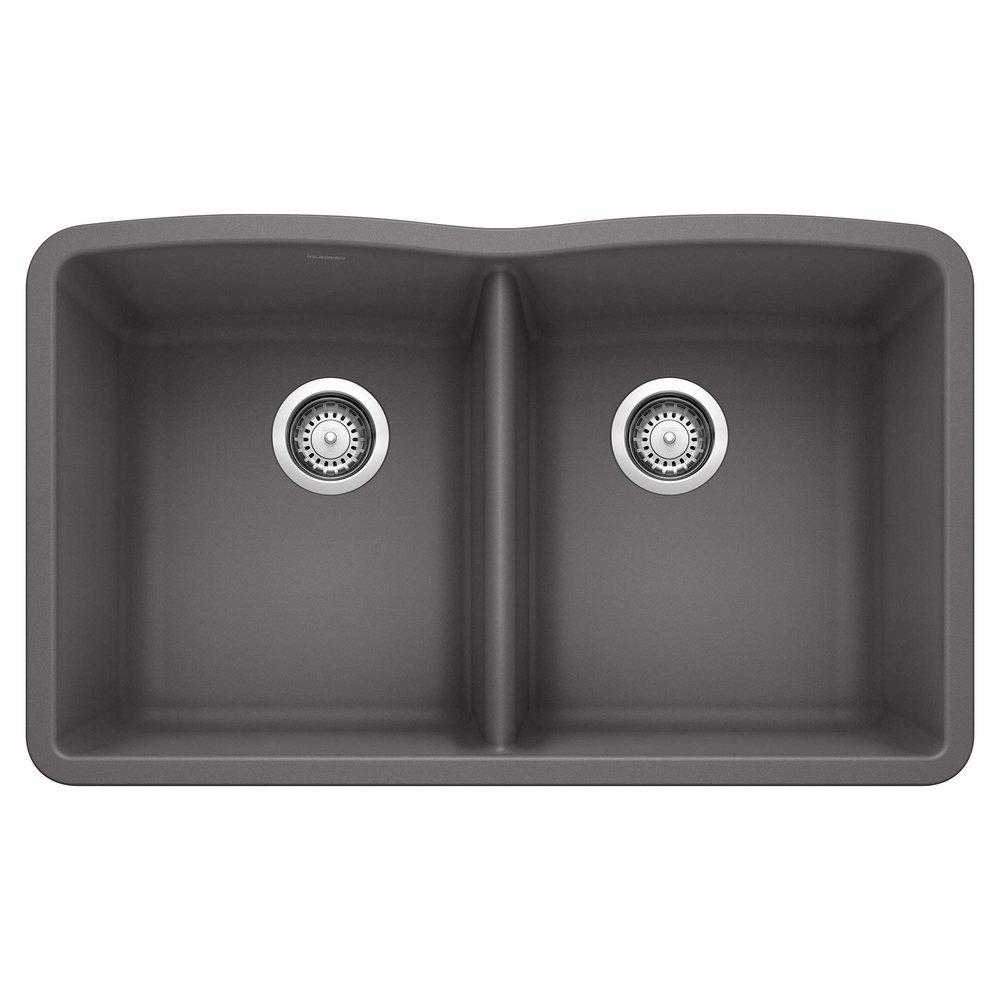 BLANCO Cinder 32 x 19-1/4 in. No Hole Composite Double Bowl Undermount Kitchen Sink 