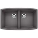 33 x 20 in. No Hole Composite Double Bowl Undermount Kitchen Sink in Cinder