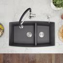 BLANCO Cinder 33 x 19 in. No Hole Composite Double Bowl Undermount Kitchen Sink 