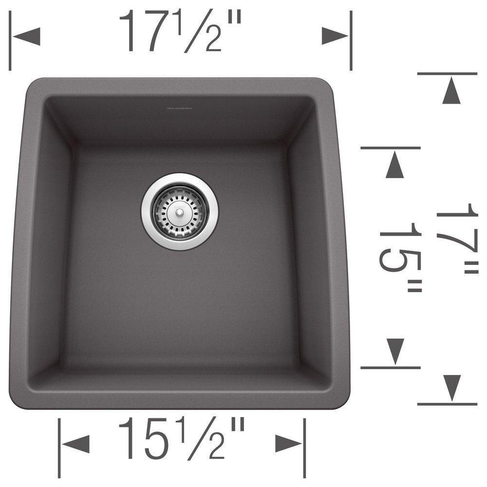 BLANCO Cinder 17-1/2 x 17 x 9 in. Under-Mount Single Bowl Sink 