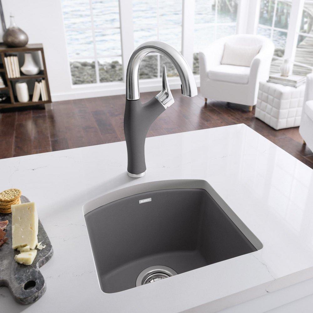 BLANCO Cinder 15 x 15 in. 1 Hole Drop-in and Undermount Granite Bar Sink 