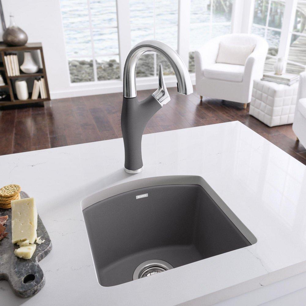 BLANCO Cinder 15 x 15 in. 1 Hole Drop-in and Undermount Granite Bar Sink 