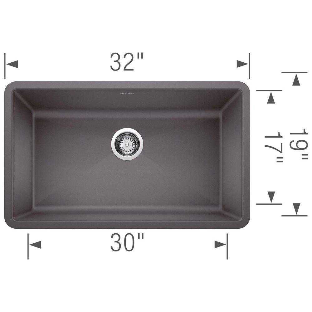 BLANCO Cinder 32 x 19 in. No Hole Composite Single Bowl Undermount Kitchen Sink 