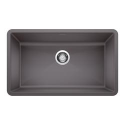 32 in. Undermount Silgranit Single Bowl Kitchen Sink in Cinder