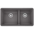 33 x 18 in. No Hole Composite Double Bowl Undermount Kitchen Sink in Cinder