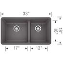 BLANCO Cinder 33 x 18 in. No Hole Composite Double Bowl Undermount Kitchen Sink 