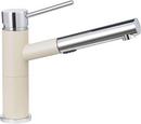 Single Handle Pull Out Kitchen Faucet in Polished Chrome/Biscotti
