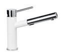 Single Handle Pull Out Kitchen Faucet in White/Polished Chrome