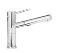1-Hole Compact Pull-Out Kitchen Faucet with Single Lever Handle and Dual Spray in Polished Chrome