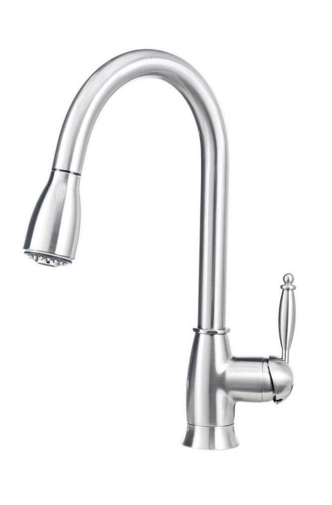 BLANCO Satin Nickel 1-Hole Kitchen Faucet with Single Lever Handle and Pull-Down Spray 