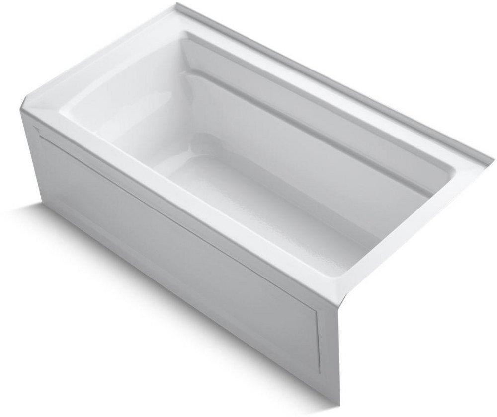 KOHLER White 60 x 32 in. Acrylic 3-Wall Alcove Rectangular Bathtub with Right Drain 