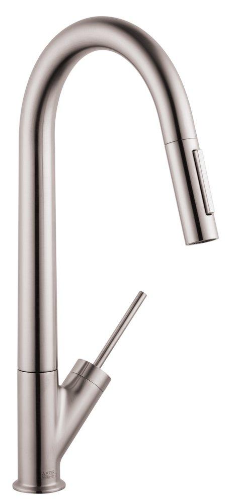 AXOR Steel Optic Single Handle Pull Down Kitchen Faucet 