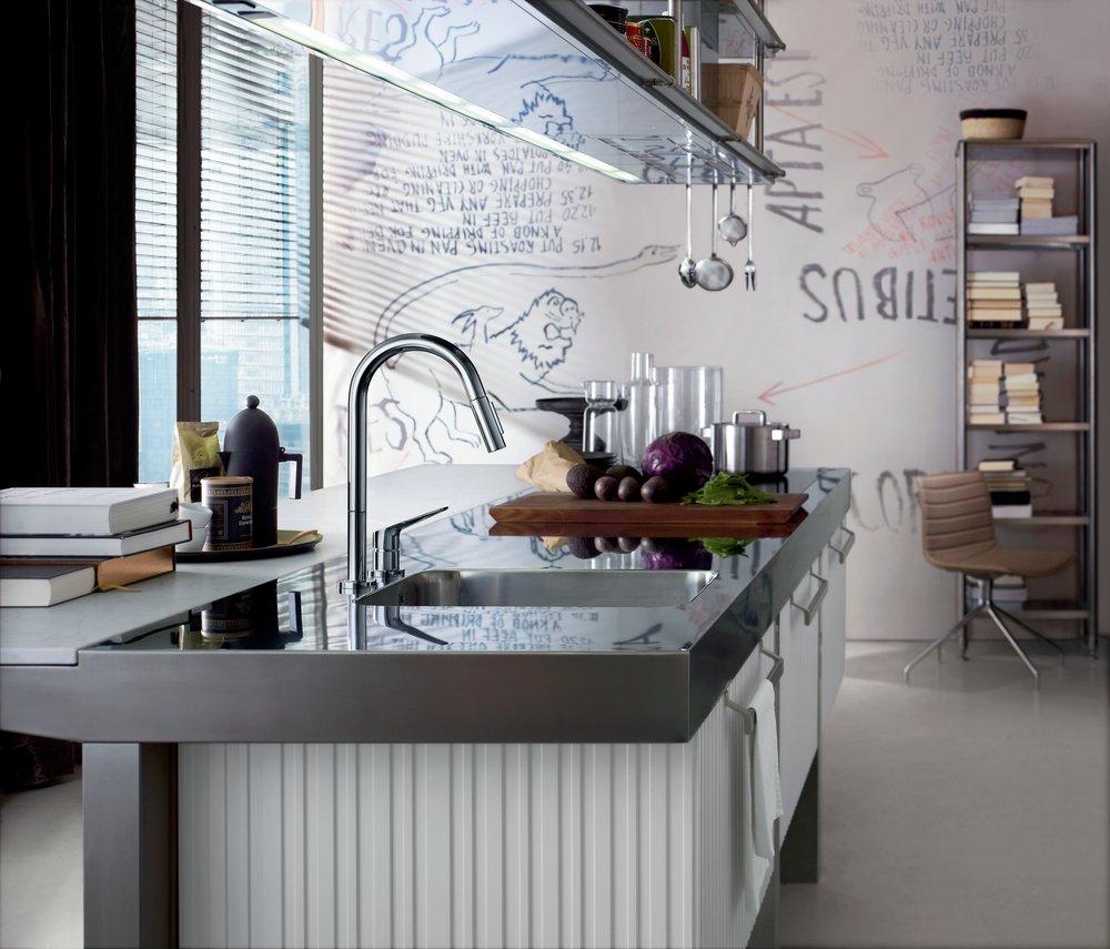 AXOR Polished Chrome Single Handle Pull Down Kitchen Faucet 