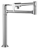1-Hole Deckmount Pot Filler Faucet with Double Lever Handle in Polished Chrome