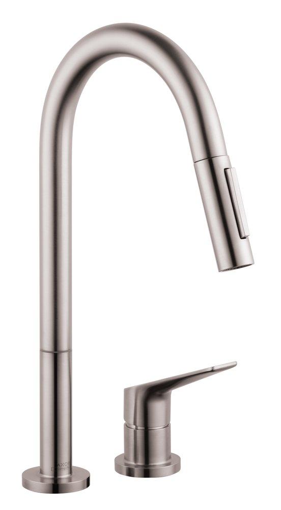 AXOR Steel Optic Single Handle Pull Down Kitchen Faucet 