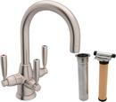 1-Hole Deckmount Kitchen Faucet with Single Metal Lever Handle in Satin Nickel