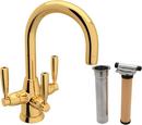 1-Hole Deckmount Kitchen Faucet with Single Metal Lever Handle in Inca Brass