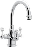 Deckmount Bathroom Sink Faucet with Triple Metal Lever Handle in Polished Chrome