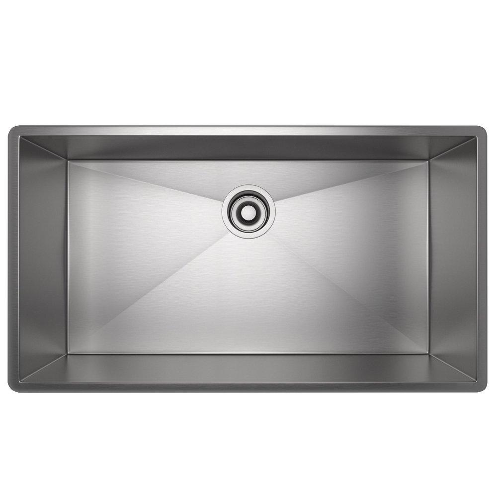 ROHL&reg; Brushed Stainless Steel 31-1/2 x 17-1/2 in. No Hole Stainless Steel Single Bowl Dual Mount Kitchen Sink 