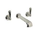 Wall Mount Bathroom Sink Faucet with Double Metal Lever Handle in Polished Nickel