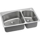 Elkay Lustertone 33 x 22 in. 3 Hole Stainless Steel Double Bowl Dual Mount Kitchen Sink 
